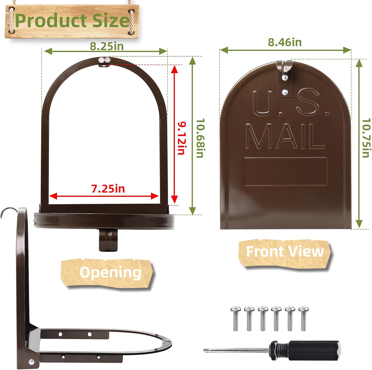 mailbox door replacement brick mailbox door,8 inch (width) by 10 inch (height) snap-in replacement mail box door for brick standard curbside mailboxes bronze 1pcs 8 inch (w) by 10 inch (h)