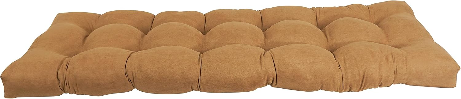 Blazing Needles Microsuede Tufted Bench Cushion, 60" x 19", Camel 1 Count