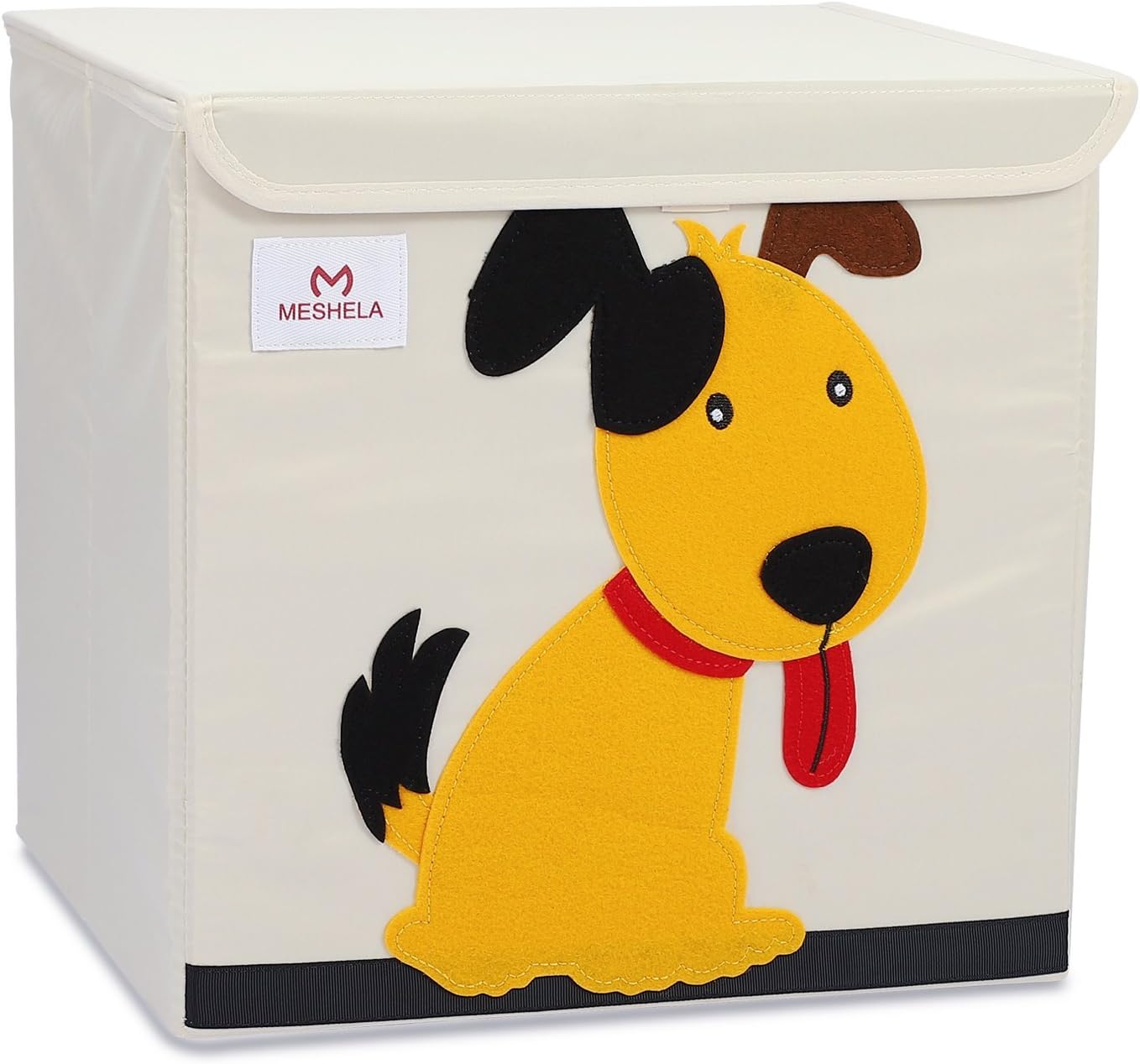 Meshela Cartoon Cube-Shaped Storage Box and Organiser for Kids Toys, Canvas Foldable Storage Box, Toy Box, 33 x 33 x 33 cm, Fabric, dog, 33 x33x33