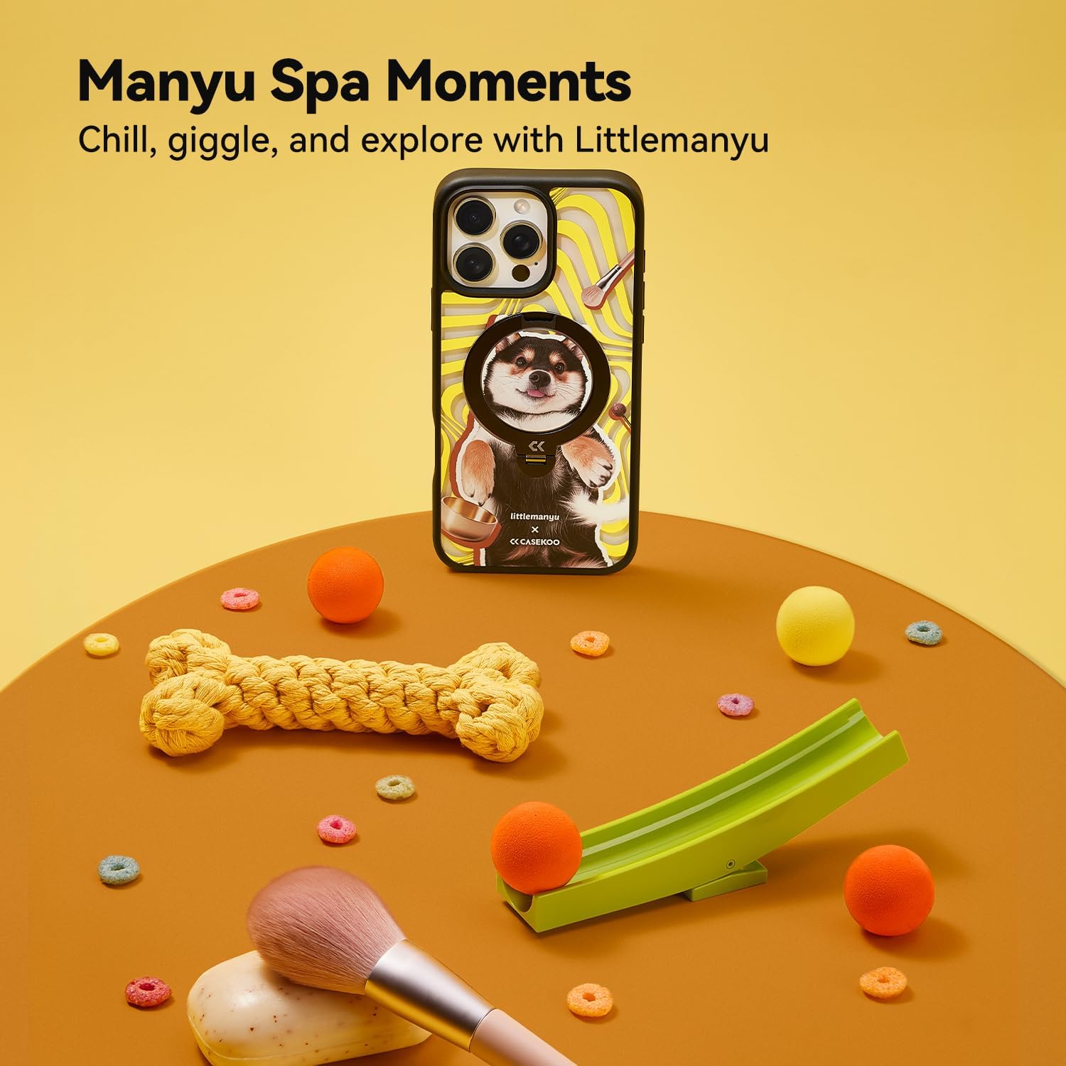 CASEKOO X Littlemanyu: Patented 360° Spin Magnetic Stand for iPhone 16 Pro Max Case with 3 DIY MagStickers Set [Military Drop Protection] [Non-Slip Edge] [Compatible with MagSafe] Matte Slim 6.9''