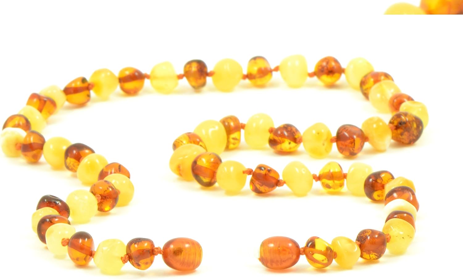 TheNaturalAmber Amber Necklace – Baltic Amber Baroque Beads 50cm, Polished Milky & Cognac, Handmade Amber Jewelry for Adults - Image 4