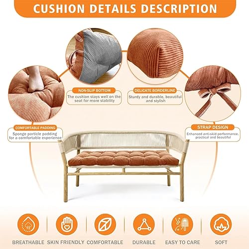 Miniatura 3 de Cojines de banco personalizados, cojín de banco antideslizante de 4 pulgadas de grosor para muebles de interior, cojines de asiento de columpio para