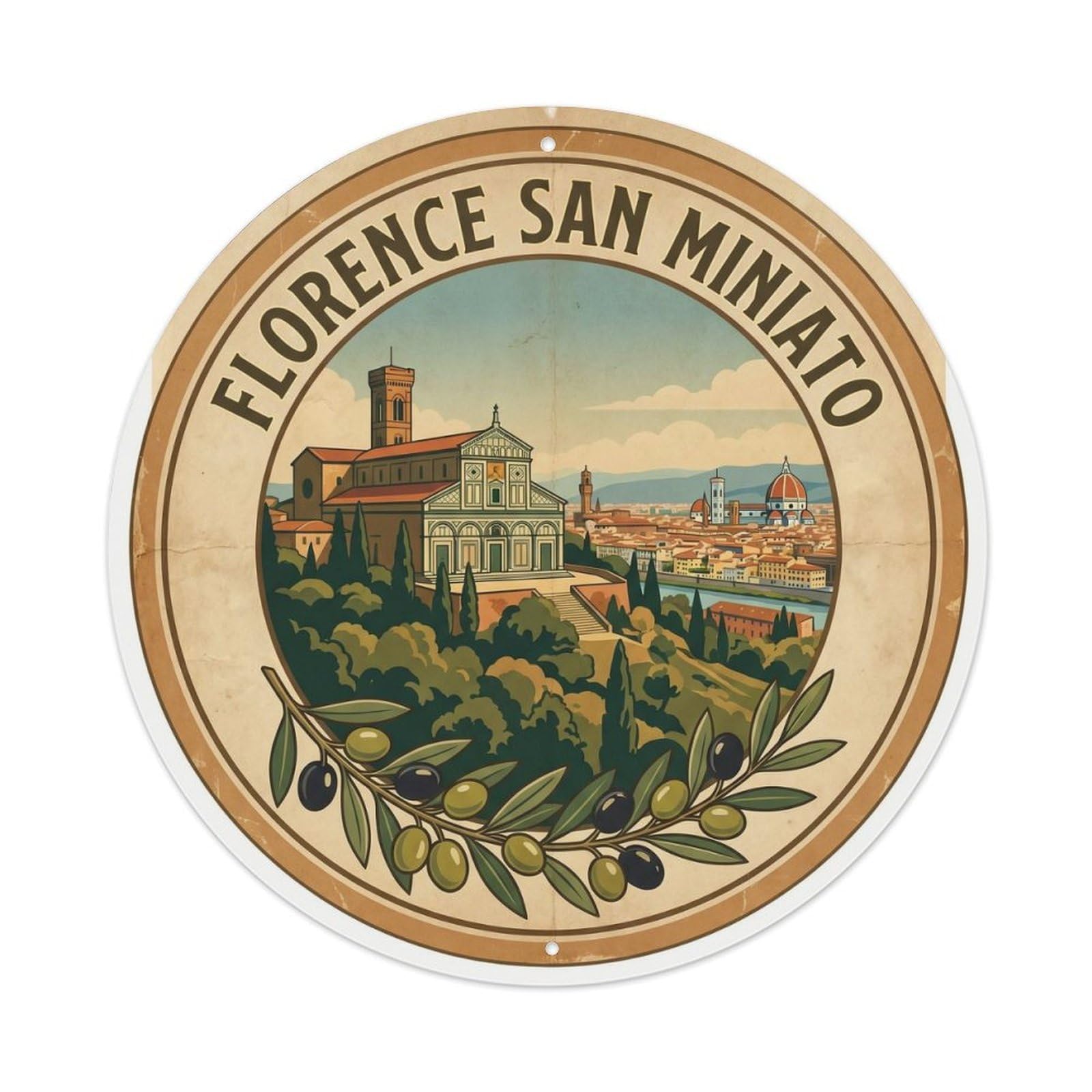 Florence Italy Landmark Travel San Miniato Vintage Metal Tin Sign