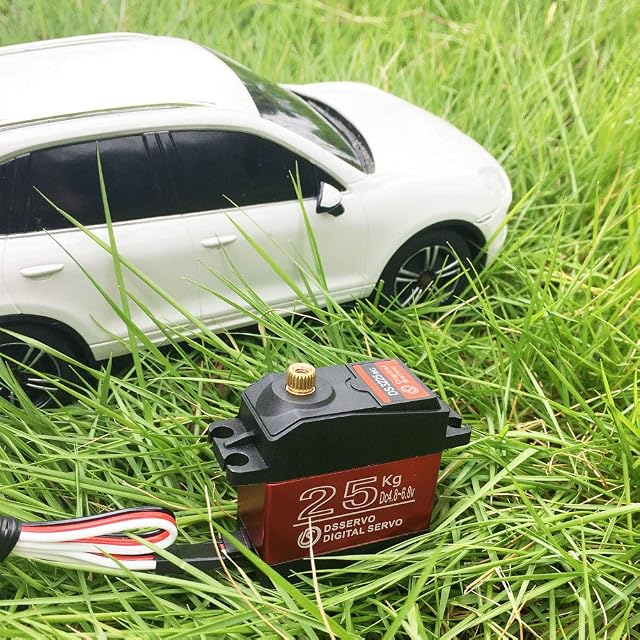 Foto 3 de 5 de ANNIMOS Paquete de 2 Servo Digital 25KG Full Metal Gear Alto par de torsión a Prueba de Agua para RC Car…