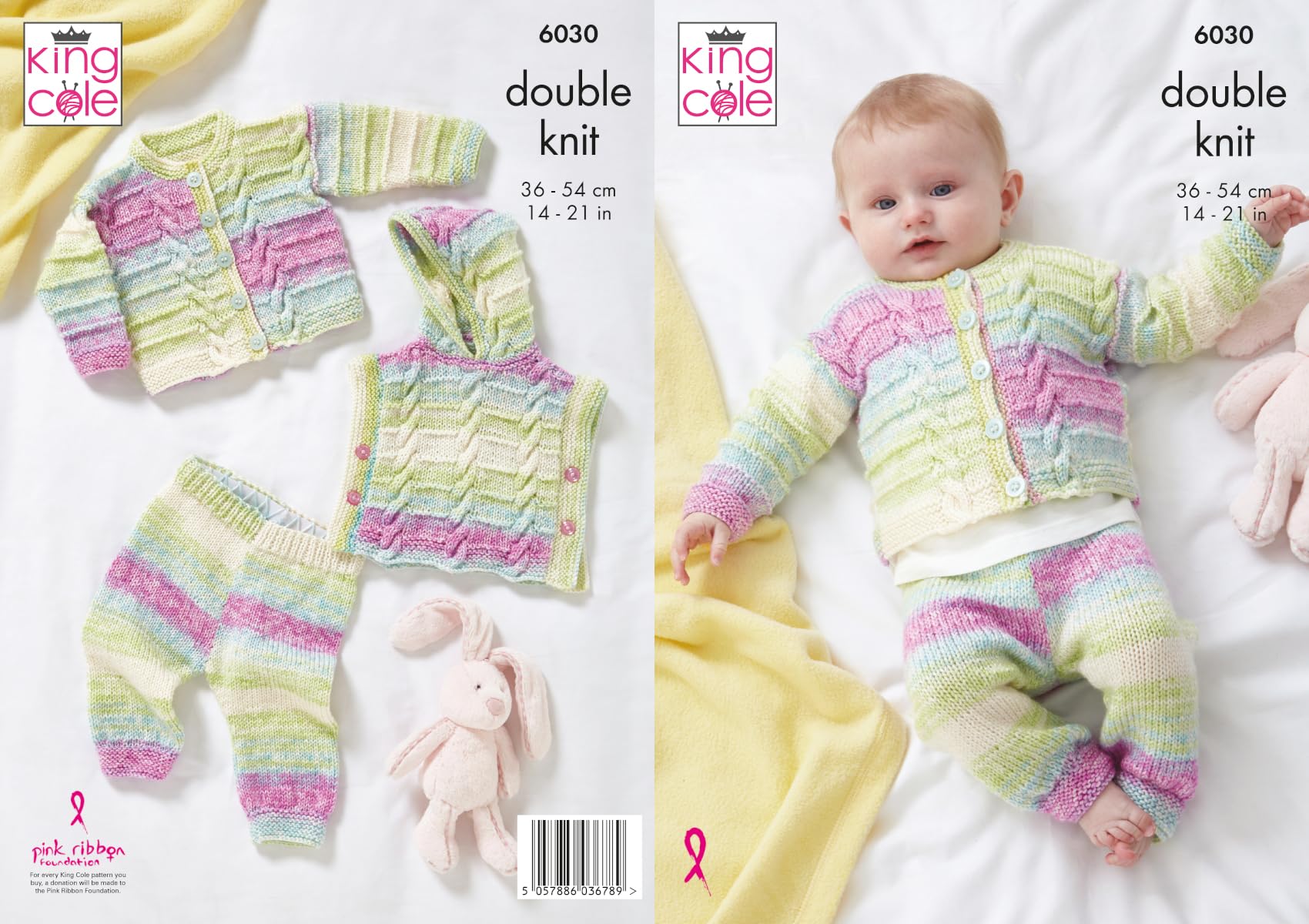 King Cole Double Knit Baby DK Knitting Pattern Hoody Cardigan & Leggings (6030), 14" - 21"