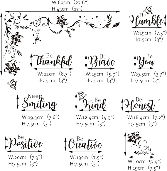 Runtoo Large Inspirational Quotes Wall Art Decals Black Motivational Saying Wall Stickers for Living Room Bedroom Office Lettering Decor