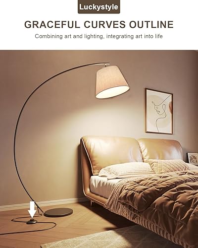 Miniatura 2 de luckystyle Lámparas de pie de arco para sala de estar, 1200 lúmenes, súper brillante, 69 pulgadas, extra alta, con bombilla LED E26 de 12 W, lámpara