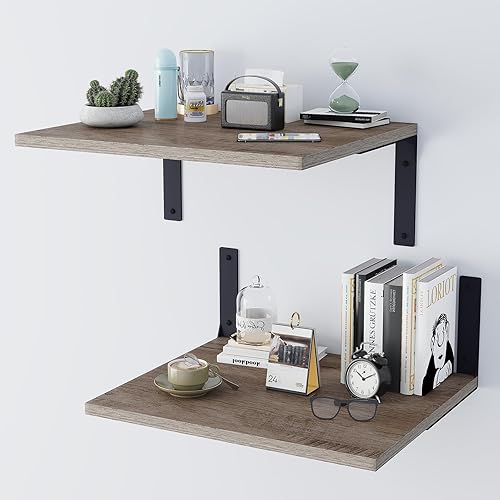 Miniatura 10 de Estantes flotantes para exhibición de pared, estantes montados en la pared de 12 pulgadas de profundidad para sala de estar, dormitorio, cocina,