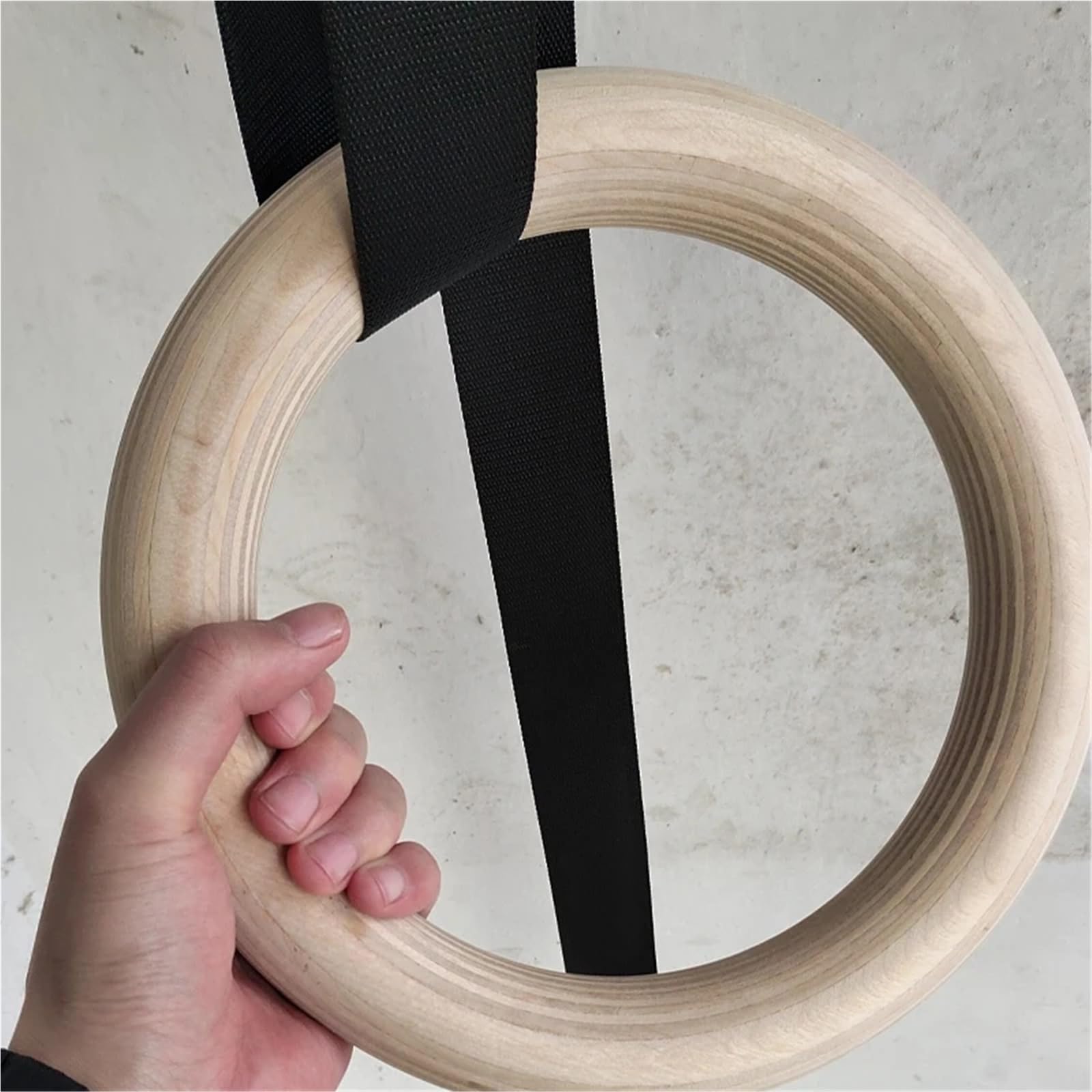 Anelli da Ginnastica in Legno con Cinghie Regolabili, Attrezzatura for Palestra Domestica, trazioni, Allenamento della Forza