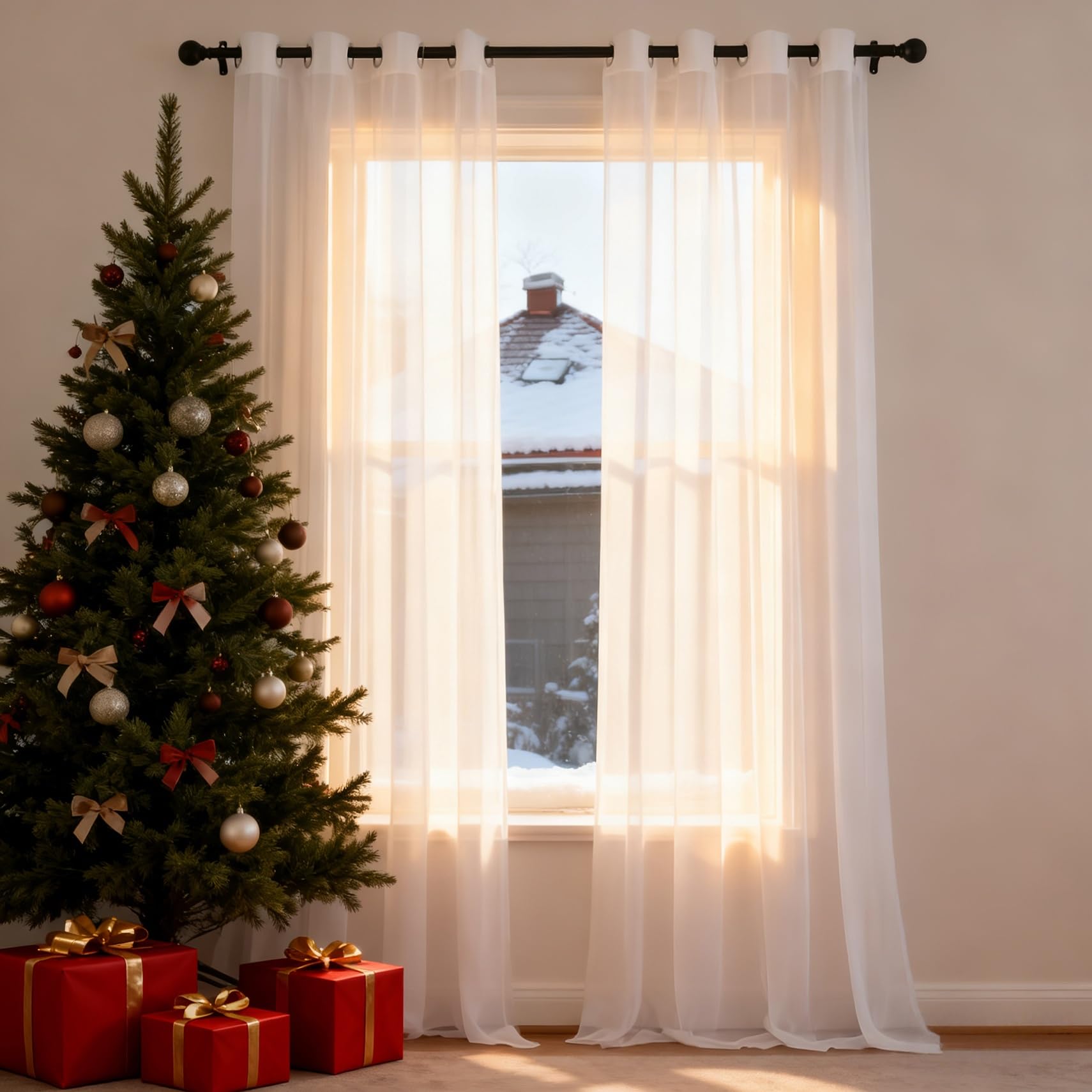 Voilage lumière filtrer souple blanc anti-regards pour stopper les reflets du soleil