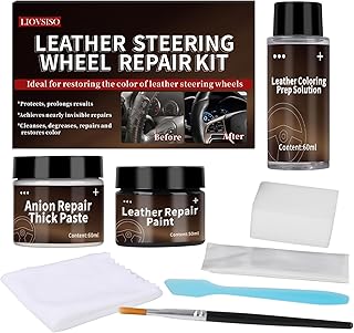 Black Leather Steering Wheel Repair Kit – Steering Wheel Restoration Kit –Leather Scratch Repair, Scuffs, and Tears on Leather Steering Wheels – Bring Back The Original Look with Ease
