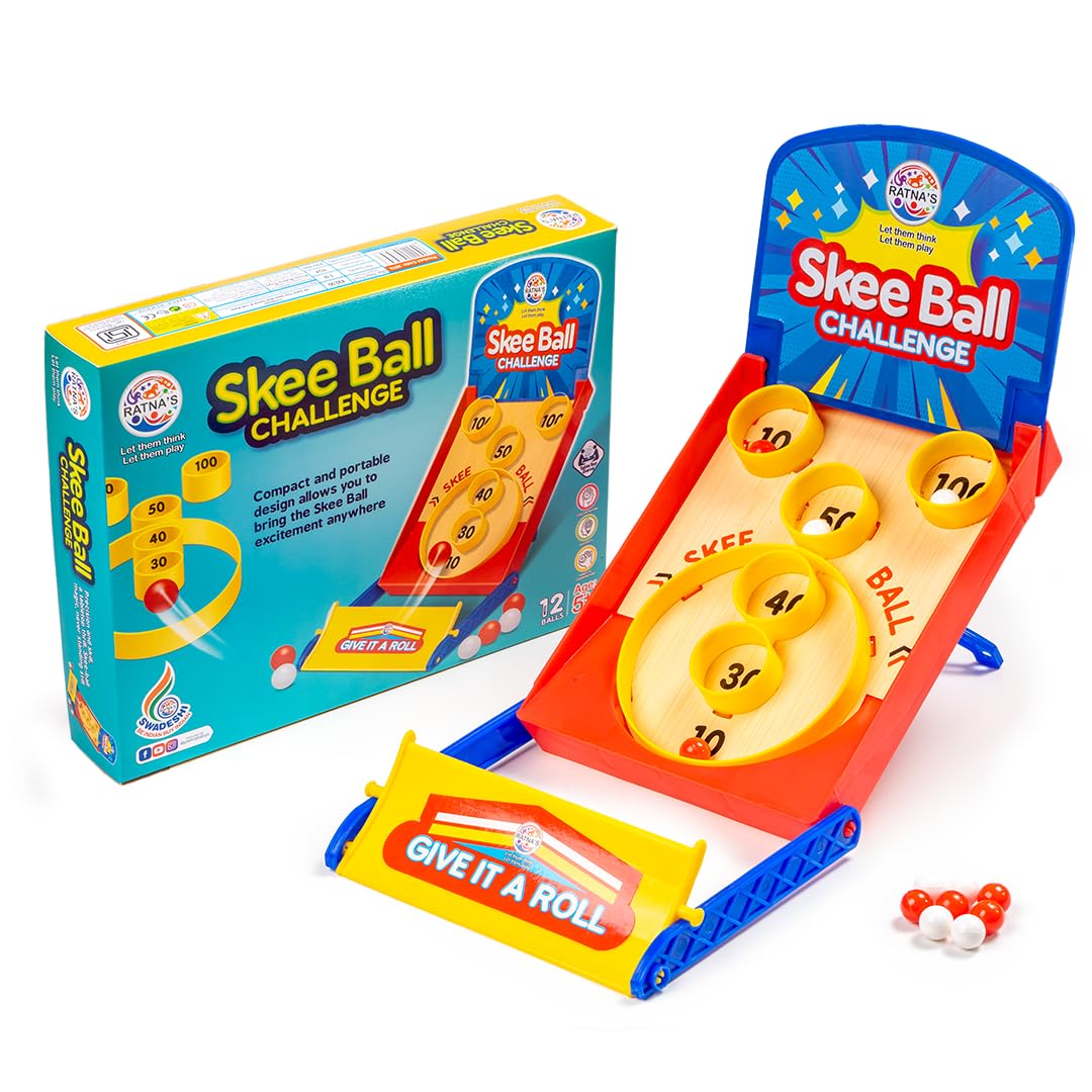 Ratna's Skee Ball Challenge Classic Arcade Board Game Tabletop Fun for Kids & Adults 5+ Years
