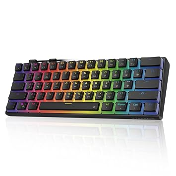 Tezarre TK61 60% Mechanical Gaming Keyboard with PBT Pudding Keycaps, 61 Keys RGB Backlit Wired USB Computer Keyboards Full Keys Programmable Black (Gateron Optical Red)