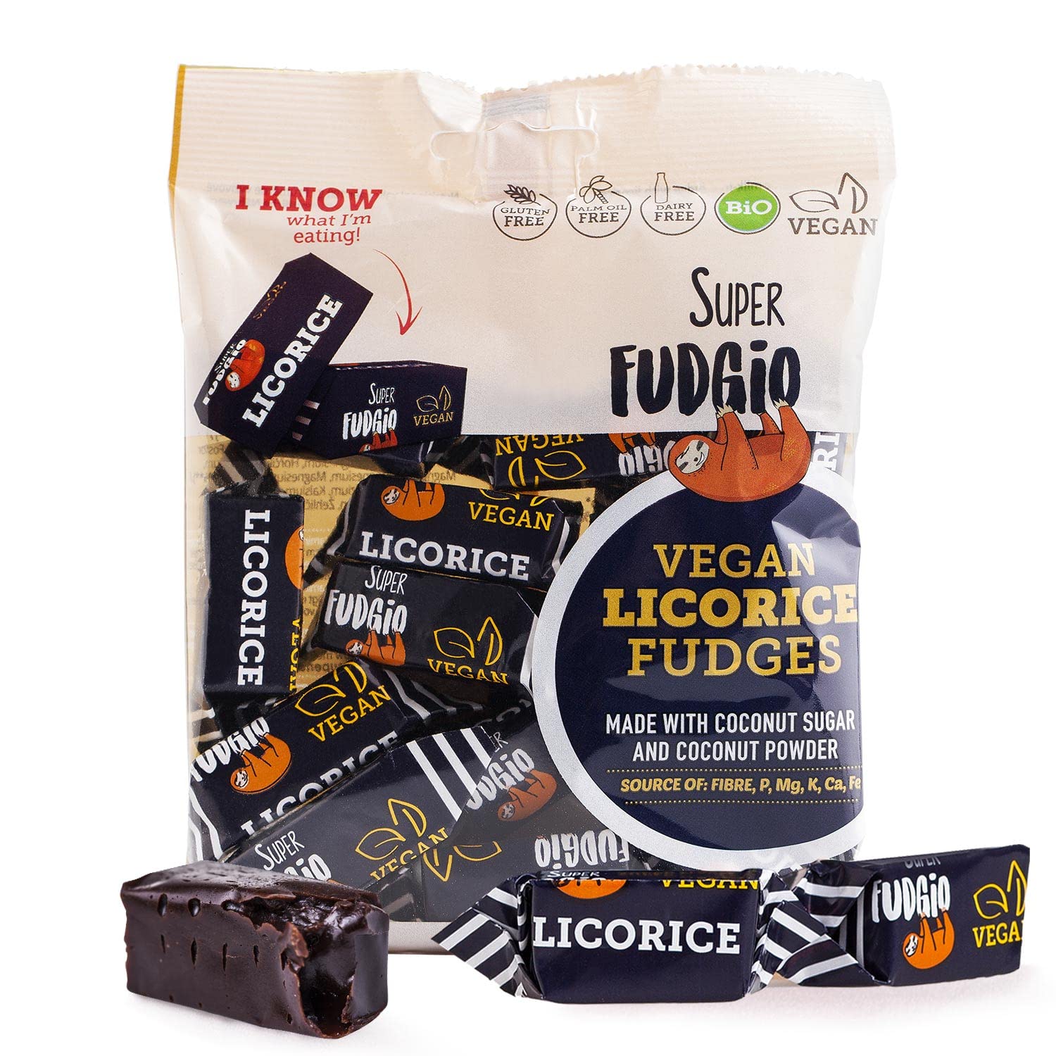 SUPER FUDGiO Organic Bonbons - Lakritz – Vegan und Glutenfrei ohne Palmöl - mit Bio Kokosmilch und Kokosnusszucker | 10 X 150g