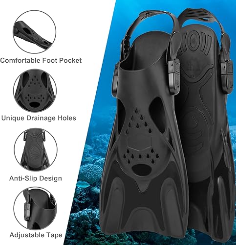 Miniatura 4 de Snorkeling Gear for Adults, Mask Fins Snorkel Set, Panoramic View Diving Mask Anti-Fog, Anti-Leak, Dry Top Snorkel and Dive Flippers with Travel Bag