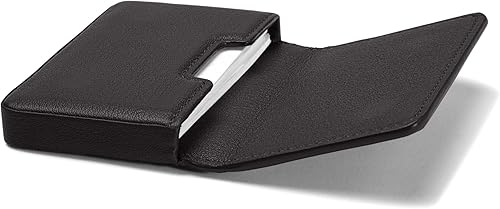 Miniatura 2 de Leatherology Estuche para tarjetas de visita de ónix negro, soporte de identificación con cierre magnético, cuero de grano completo