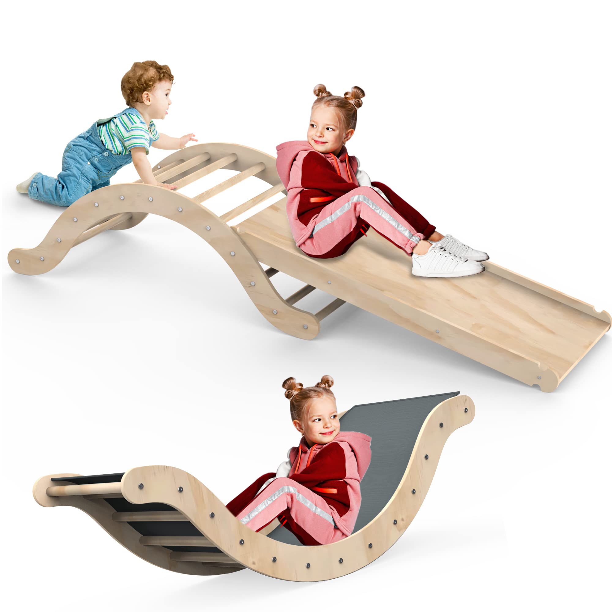 ALZN Climbing Ladder Toys for Toddlers with Ramp and Padding, 3in1