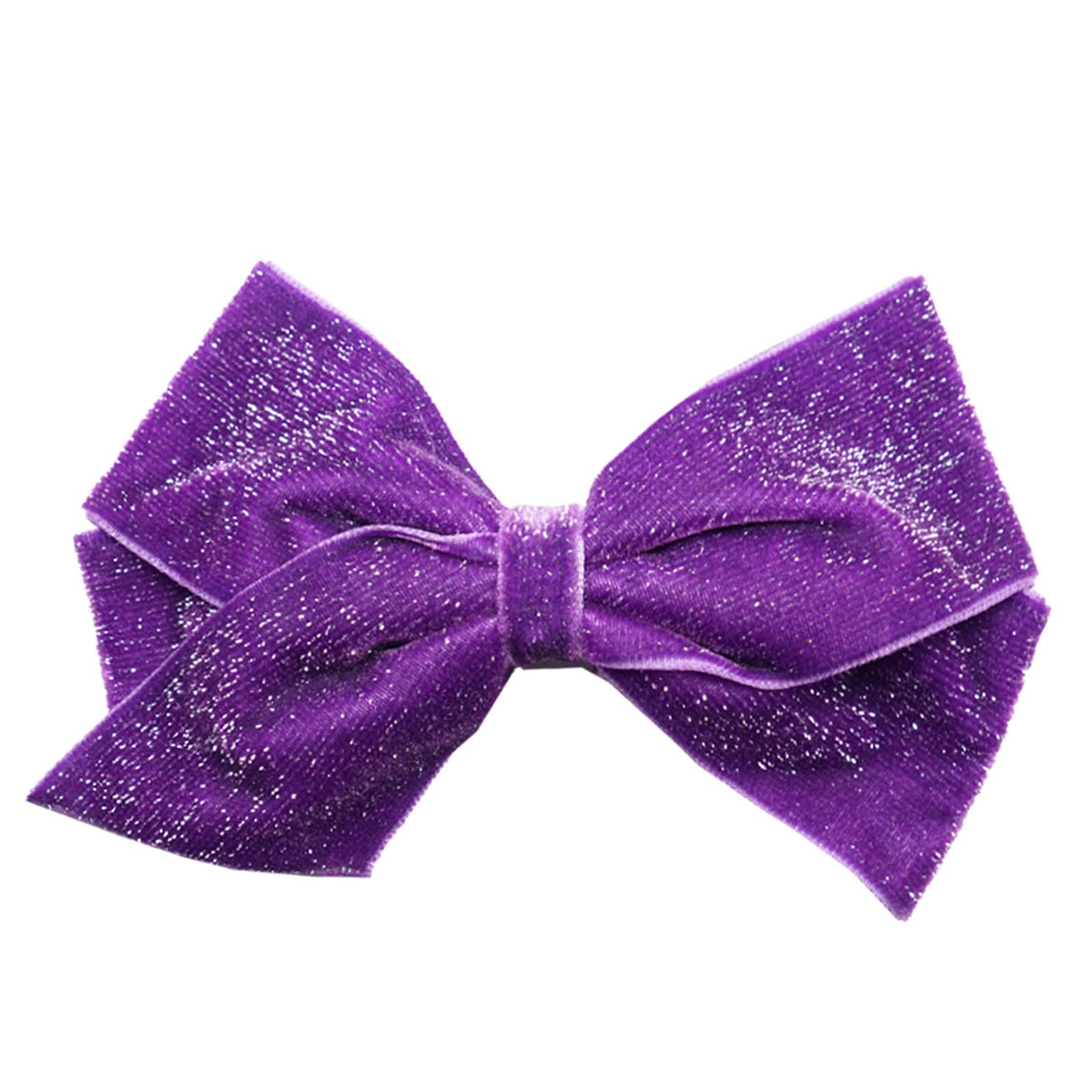 ZOONAI 5 Inch Baby Girl Velvet Hair Bows Boutique Hair Clip Teens Toddlers Glitter Sequins Hairpin Headwear - Set of 2 (Purple)