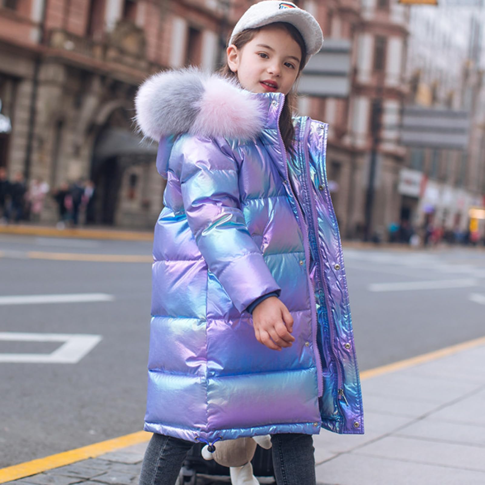 Piumino Ragazza Addensato e allungato Cappotto Antivento Giacca Bambino Calda Giacca Outdoor Abbigliamento per Inverno