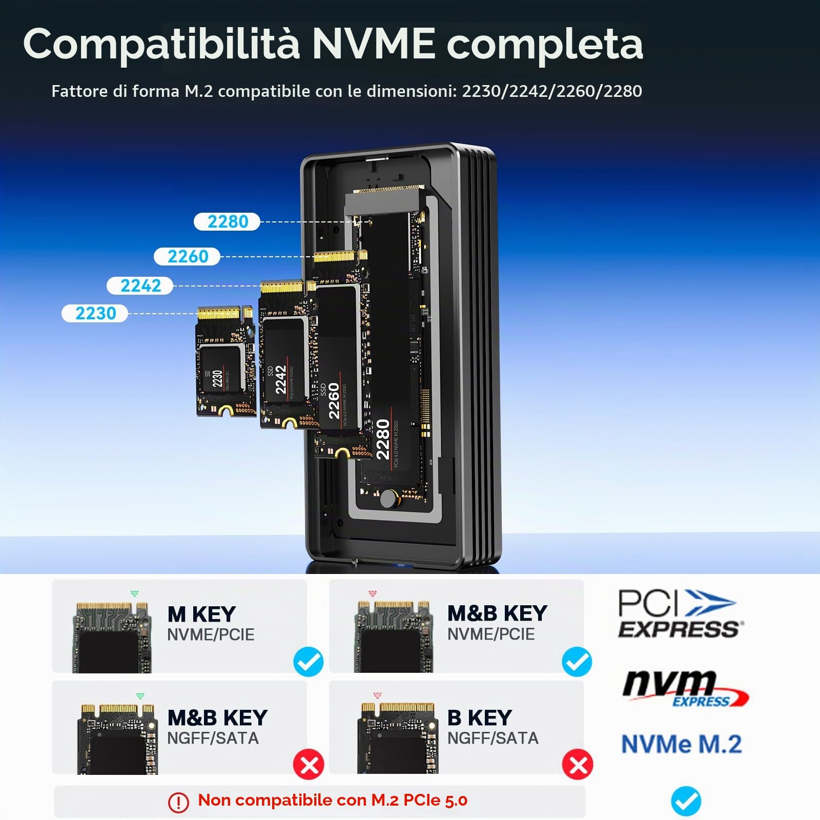 ANYOYO Enclosure SSD M.2 NVMe da 80 Gbps, compatibile con Thunderbolt 5/4/3 e USB4 V2.0, custodia SSD esterna ad alta velocità per MacBook M4/Mini, design con ventola di raffreddamento in alluminio