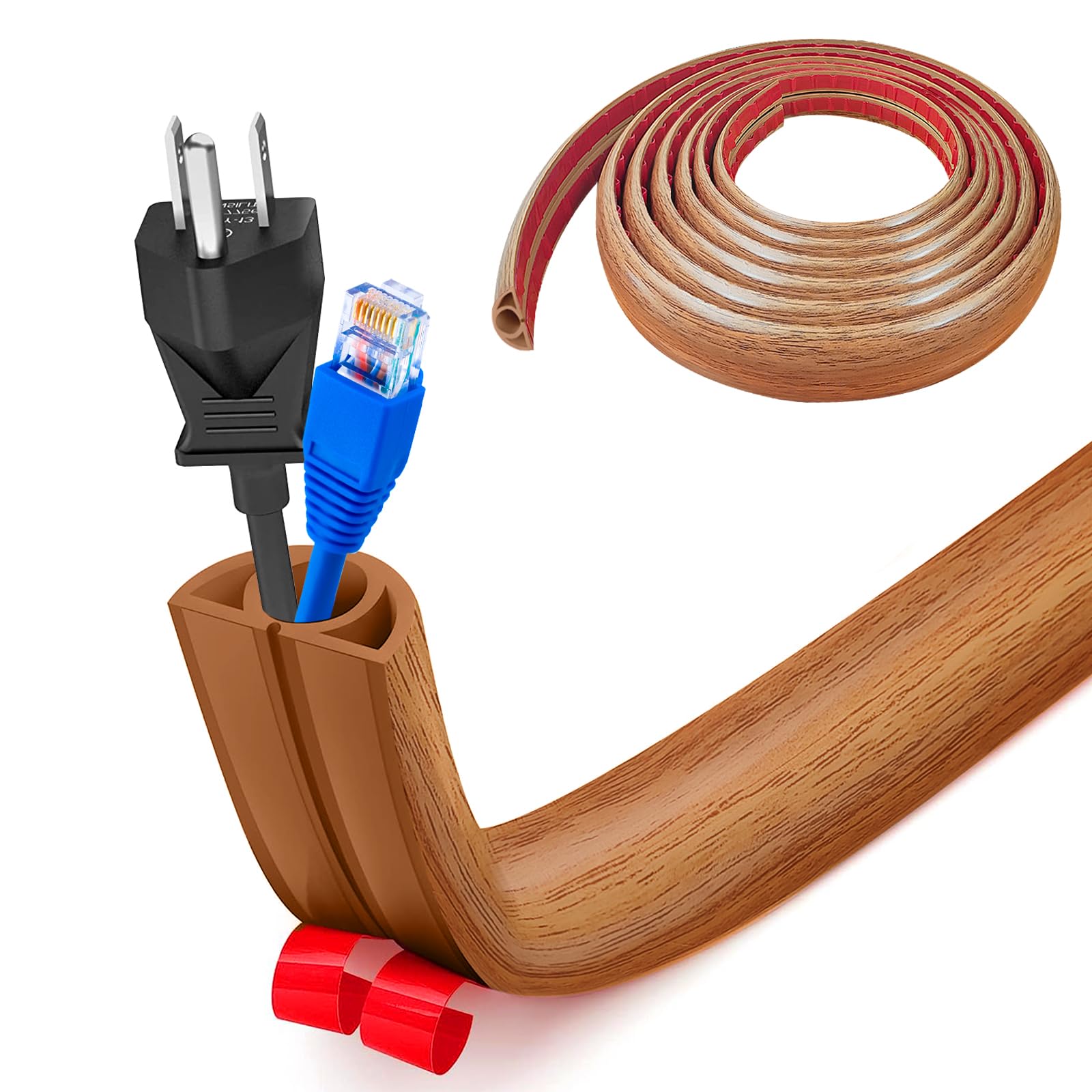 Pasacables Suelo, Canaleta Cables Suelo, 3.0M x2cm Protector de Cables para Suelo, Cubiertas de Suelo para Cables Autoadhesiva Montaje para Todos los Hogar, Oficina, Escuela,Almacén(Blanco-Redondeado) — view 45