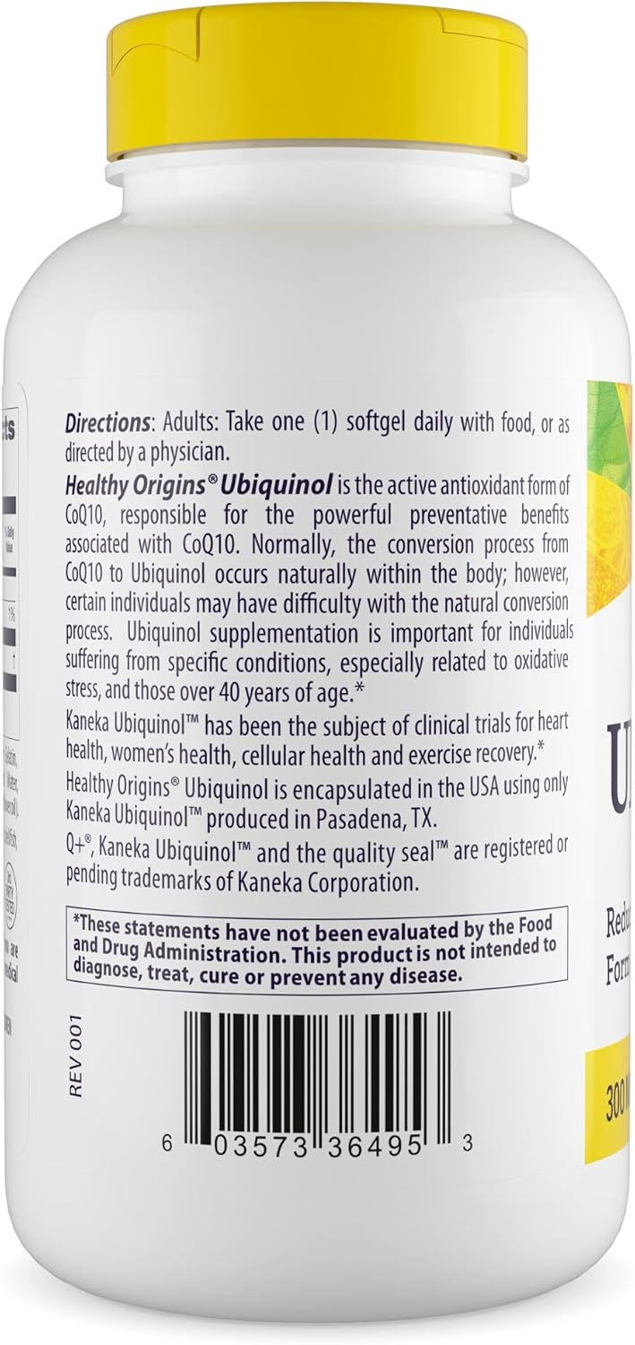 Healthy Origins Ubiquinol (Active Form of CoQ10), 300 mg - Ubiquinol Supplements for Heart Health & Antioxidant Support - Gluten-Free & Non-GMO Supplement - 150 Softgels