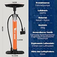 WESTGIRL Kerékpár Pumpa 11 Bar / 160 PSI - Univerzális Padlópumpa Minden Szelephez - Országúti, Hegyi és E-Bike Kompatibilis Fém Légpumpa Ad 8