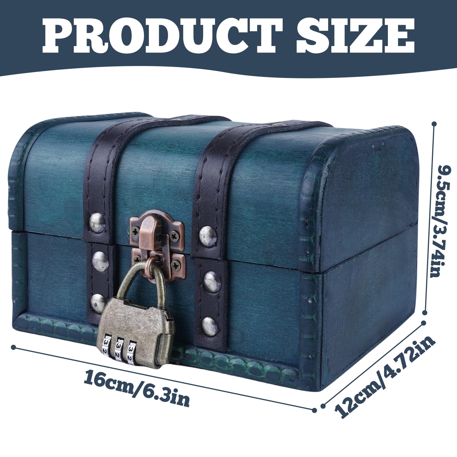 Forziere Del Tesoro In Legno Vintage Con Lucchetto - Scrigno Pirata Portagioie Per Bambini E Collezionisti - Foto 6