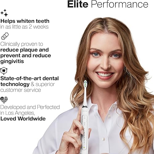 Miniatura 6 de Aquasonic Cepillo de dientes Elite Ultra-Whitening - Cepillo de dientes eléctrico aceptado por la ADA - 8 cabezales de cepillo Proflex y estuche de