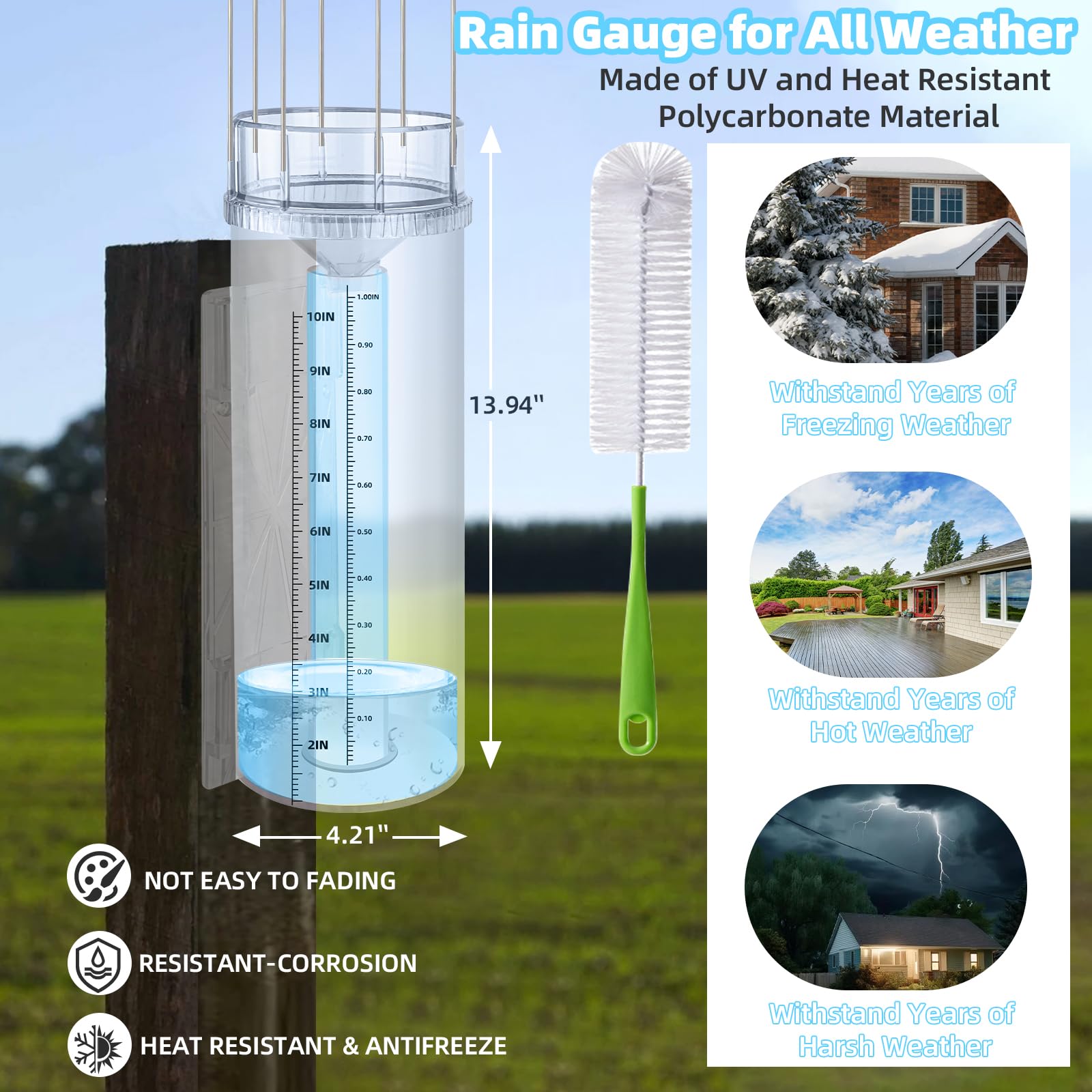 Rain Gauge Outdoor Tube,10