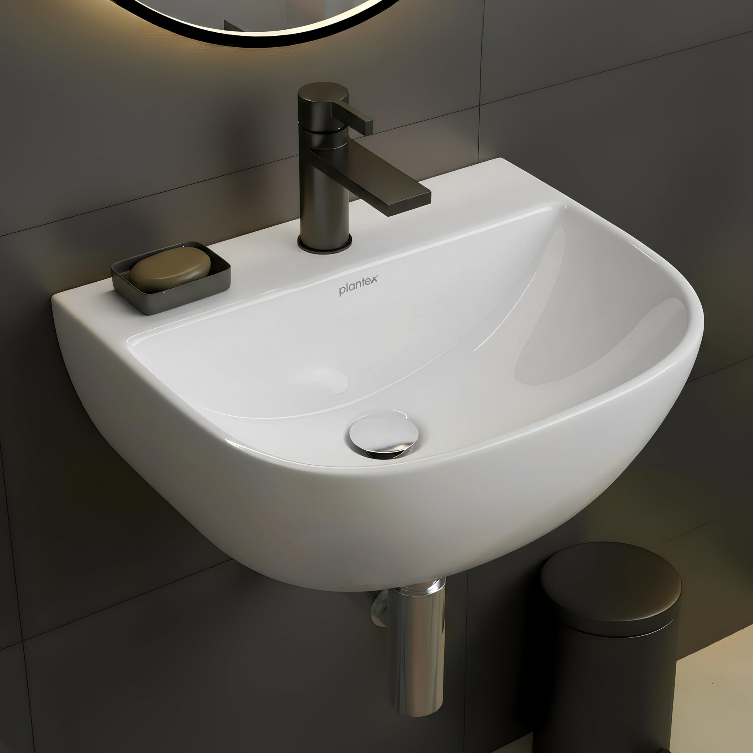 Plantex Ceramic Wall Hung Wash Basin/Washbasin for Bathroom/Wall Mounted Basin With 10 Years Glaze Warranty/Sink for Bathroom/Living Room (Orchid -White-15.5x 13x 5.5 Inch)-image-14
