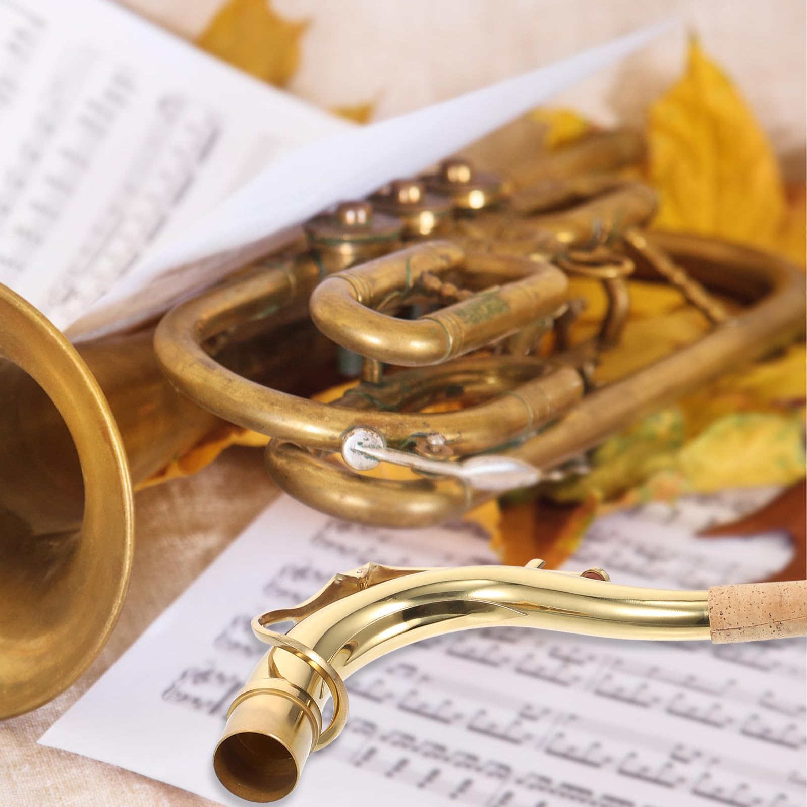 Collo Pratico Curvo e Dorato Ottone Sassofono Accessorio in Professionale per Sax Contralto, per Musicisti Amatori e Professionisti