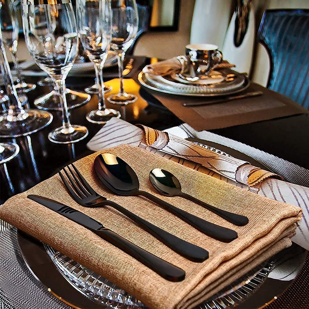 24-teiliges Besteck-Set, Edelstahl-Besteck-Utensilien-Set, hochglanzpoliert, inklusive Messer/Gabel/Löffel/Teelöffel mit tragbarer Organisations-Geschenkbox für Zuhause, Küche, Restaurant (Color :