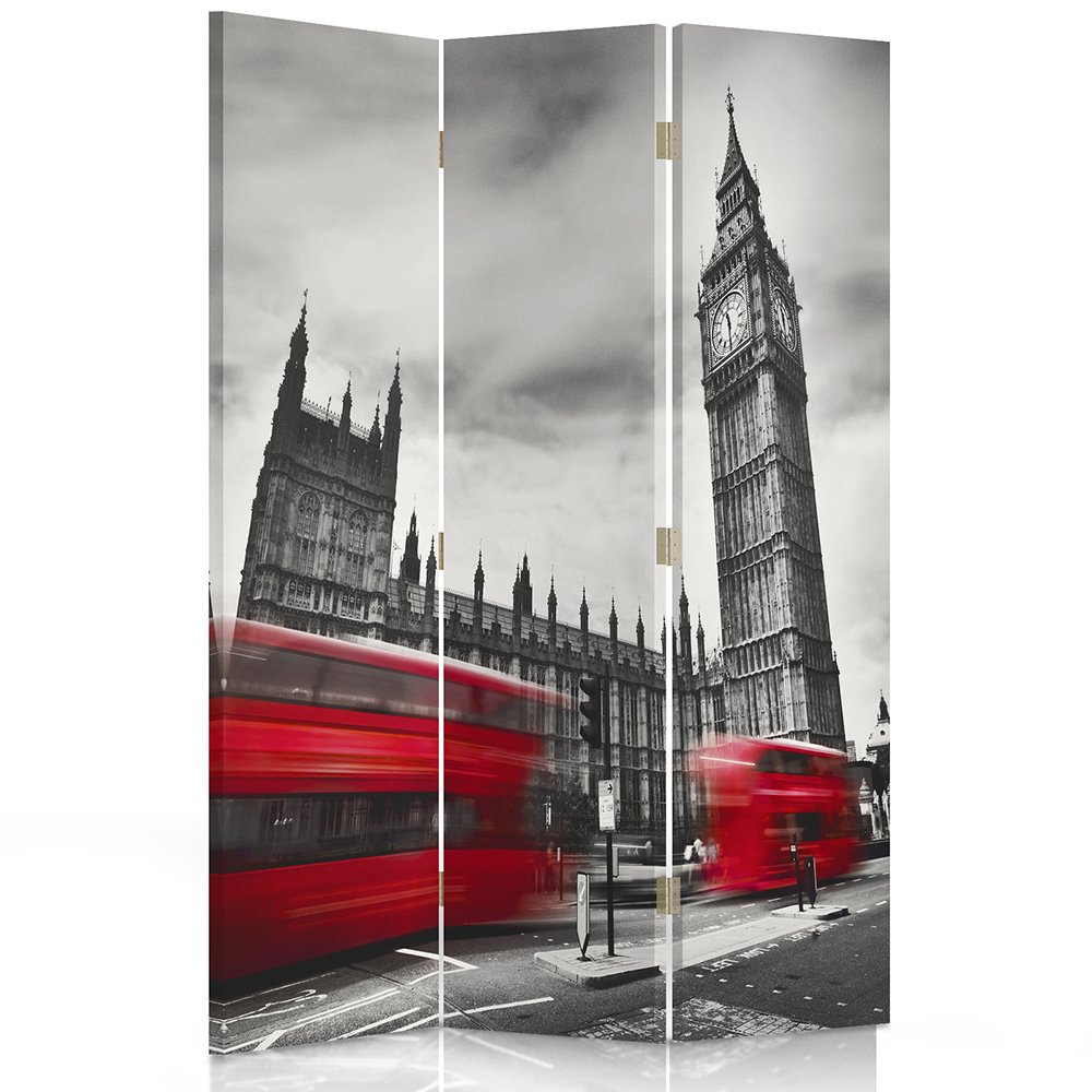 Paravent intérieur Big Ben Réversible Noir et Blanc 110x150 cm