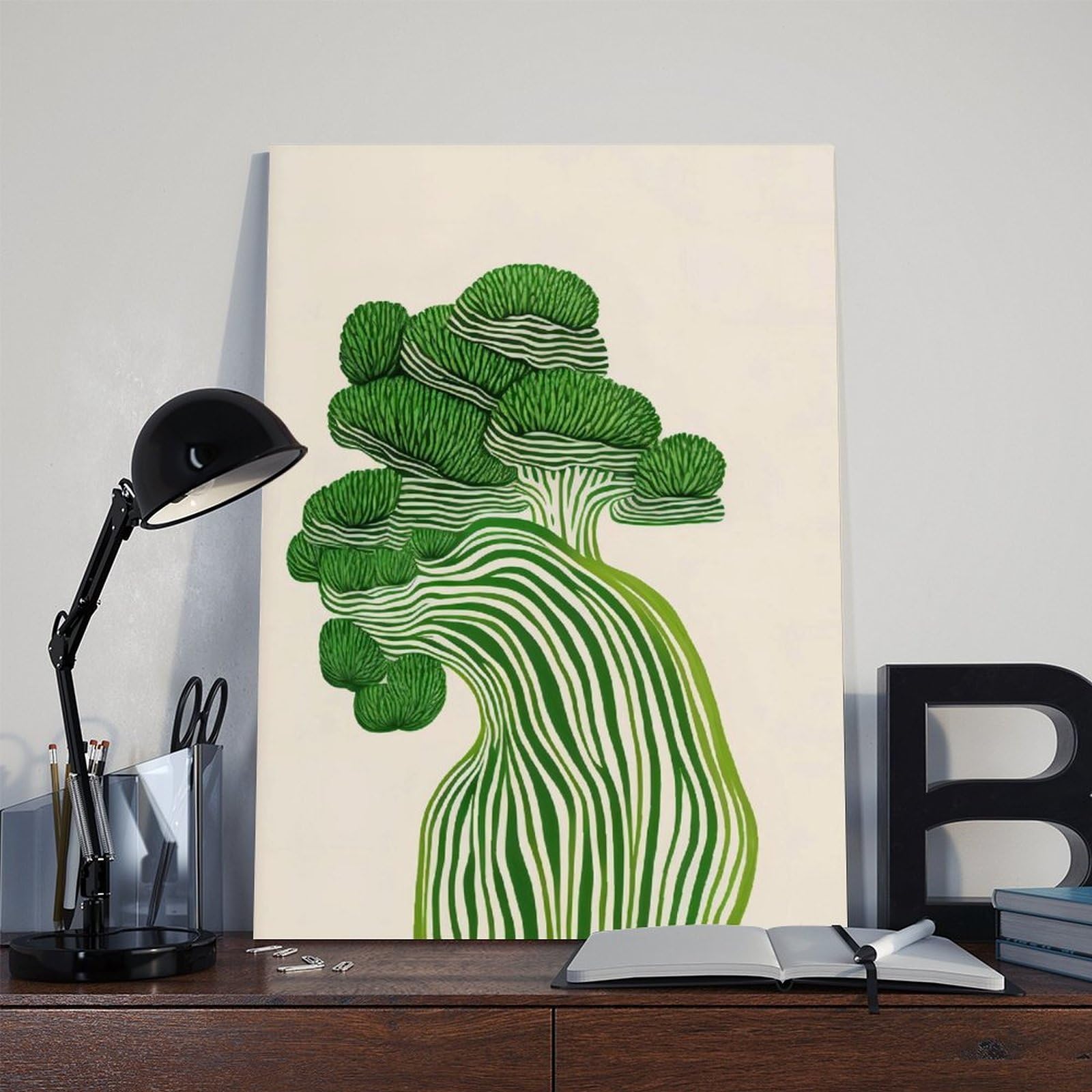 Moderner Brokkoli-Druck, neutral, abstrakt, Leinwandposter, Wandkunstdruck, Bild, Gemälde, 50 x 75 cm