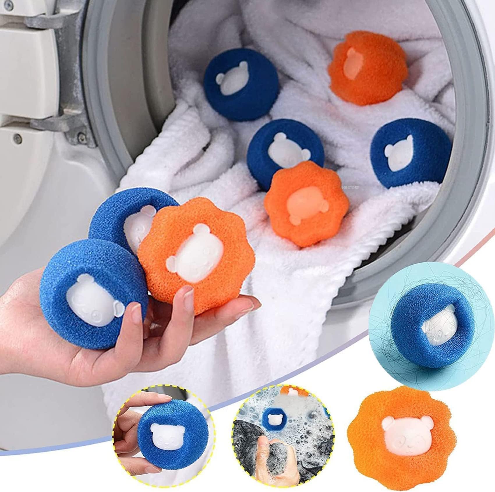 NGI STORE Clothes Anti-Winding Adsorption Hair Removal Cleaning Ball, Reusable Washing Machine Hair Catcher Laundry Ball, Dryer Ball for Clothing Dog Cat Pet Hair Remove Prevents(6 piece) (B0BSG2QY4T) Amazon Price History, Amazon Price Tracker