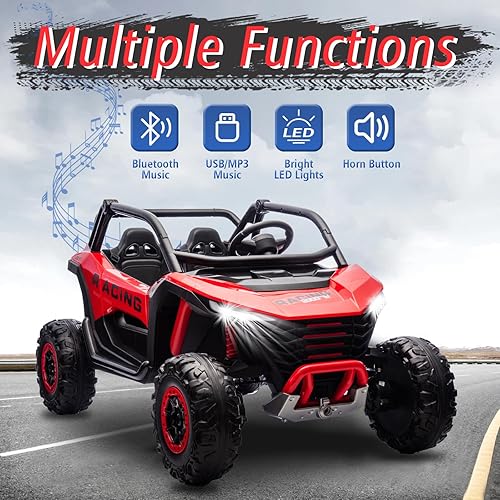 Miniatura 8 de FINITO Vehículo eléctrico de 24 V UTV de 2 plazas 4WD para niños con potentes motores con control remoto para padres, neumáticos de goma EVA,