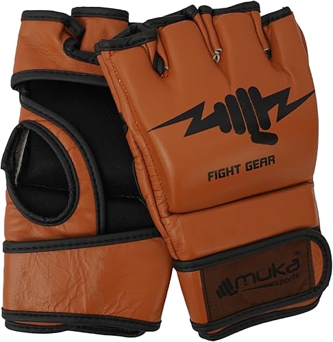 Miniatura 5 de Guantes MMA para hombre, guantes de boxeo con palma abierta, guantes de boxeo de cuero para artes marciales para hombres y mujeres, guantes de