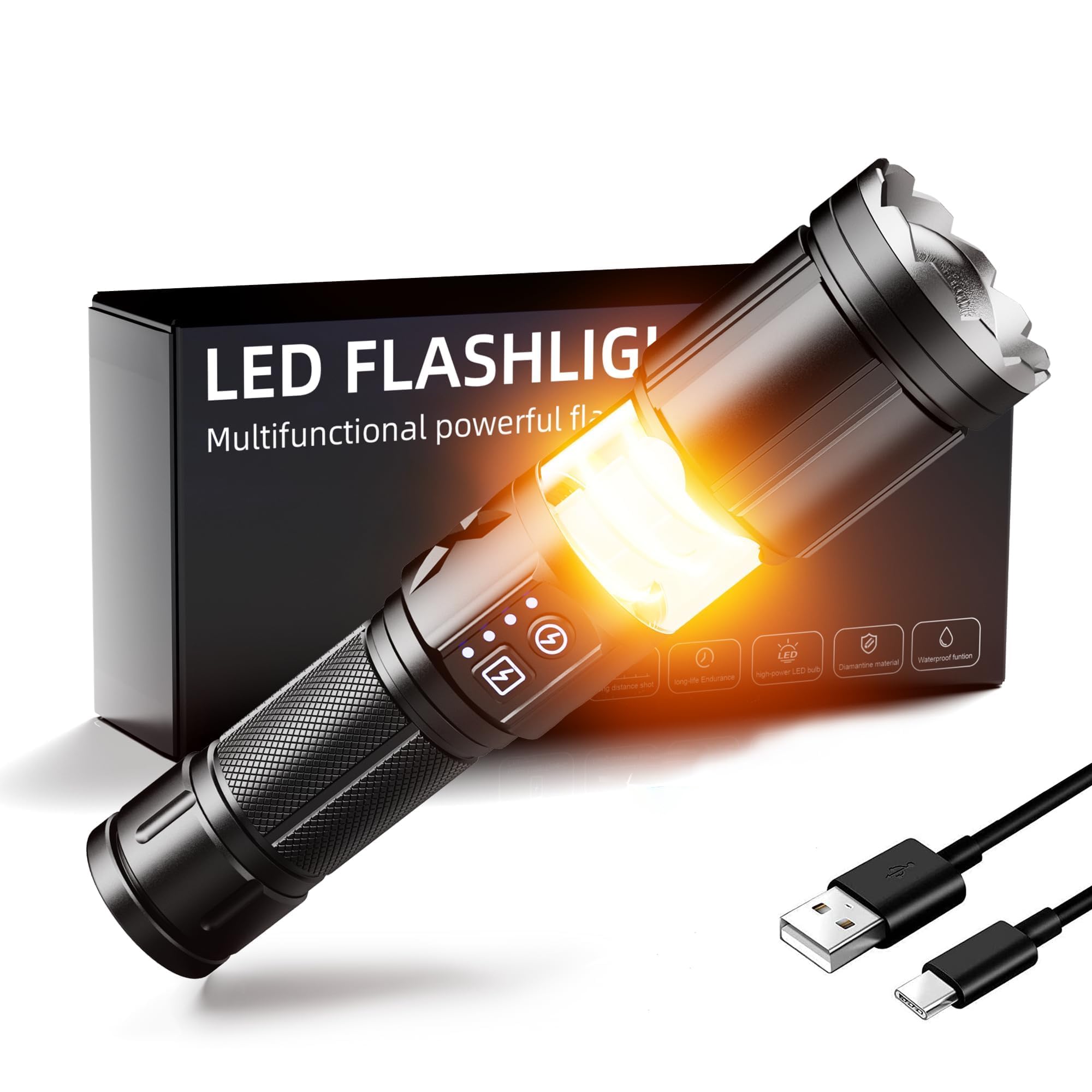 Amazon.co.jp: 【360°柔光 独占新登場】懐中電灯 led 強力 軍用 最強 2