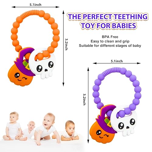 Miniatura 4 de Juguetes de Halloween para bebés, mordedores de calabaza, juguetes de dentición de silicona para bebés, regalos de Halloween, juguetes masticables