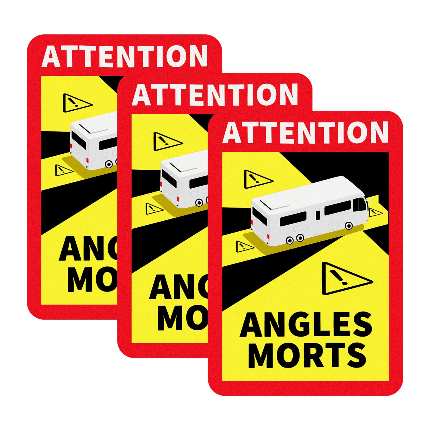 Tabanzhe Angles Morts Sticker Pack of 3 Blind Spots Stickers Attention Warning Signs 17 x 25 cm Self Adhesive Reflective Car Sticker for Truck Bus Motorhome Caravan