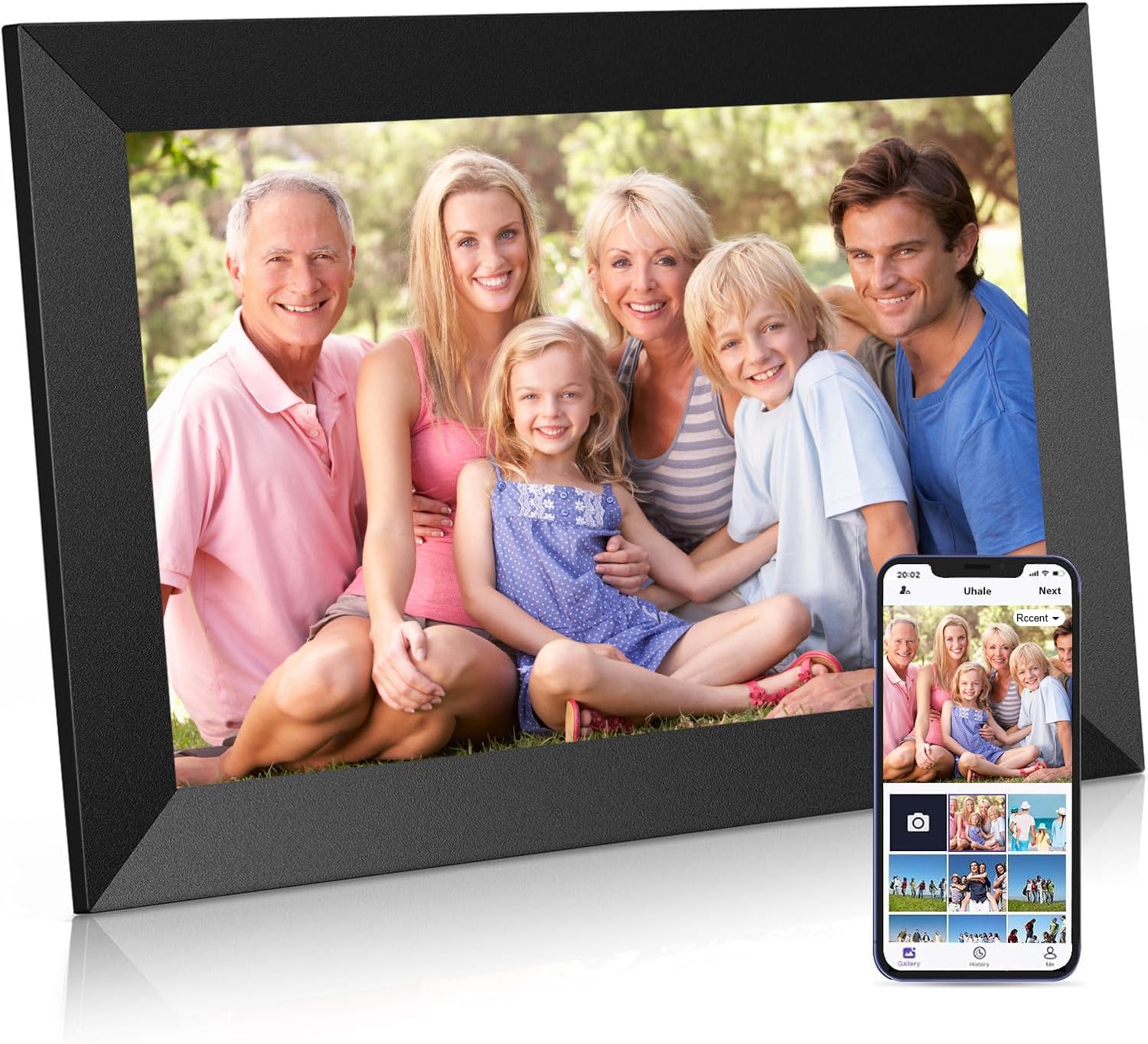 Uhale Digital Picture Frame WiFi 10.1 inch HD IPS Touch Screen Electronic Picture Frame Slideshow Smart Loop Digital Photo Frame with APP & SD Card Slot to Load Photos & Videos from Your Phone
