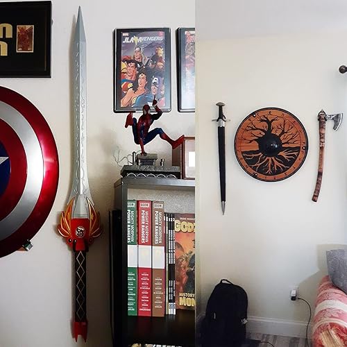 Miniatura 6 de Pmsanzay Paquete de 4 mini ganchos ajustables para montaje en pared, fuerte y flexible, se adapta a todas las formas y tamaños. Para espada, daga,