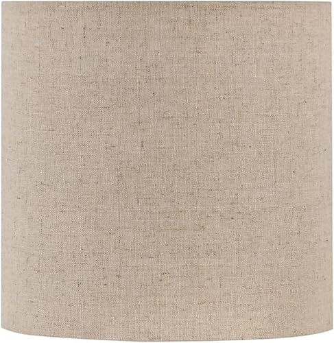 Miniatura 1 de Aspen Creative 58306, pantalla de araña de tambor de tapa dura, lino blanco roto, 8 pulgadas superior x 8 pulgadas inferior x 8 pulgadas de alto,