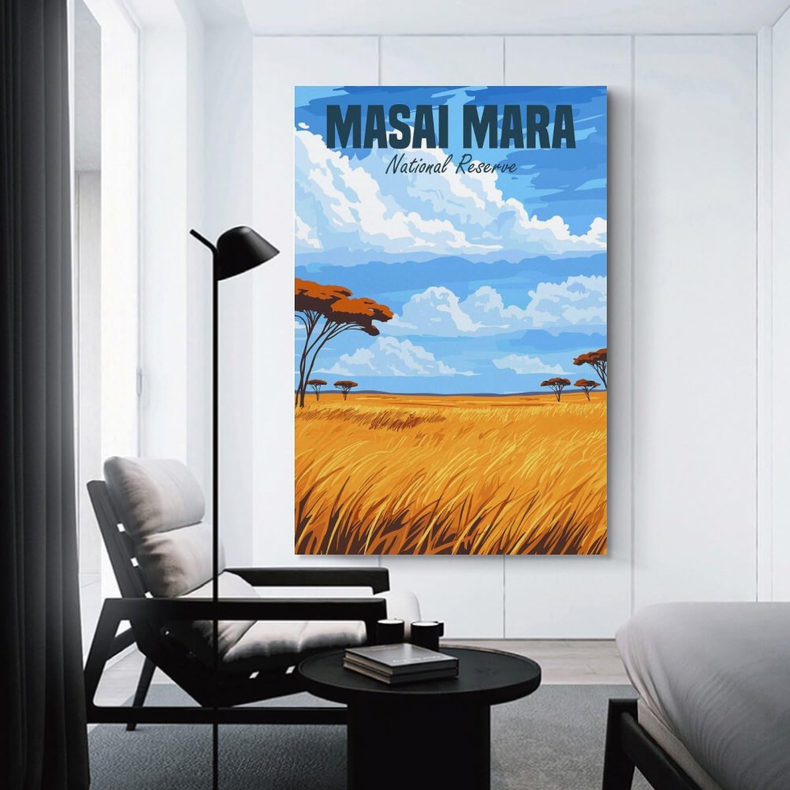 Junmoney Wall Art Print Masai Mara National Reserve, 20x30inch(50x75cm), for Hallway, Bedroom Or Modern Interiors, Thoughtful Wall Decor for Art Lovers