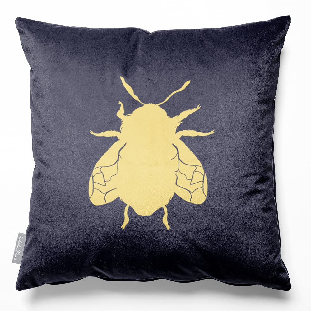 Izabela Peters Bee - Graphite Cushions With Covers Included, Filled Cushion, Eco-Friendly Velvet Cushions, 50 Cm, Chair Cushions, Sofa Cushions, Seat Cushions, Large Cushions