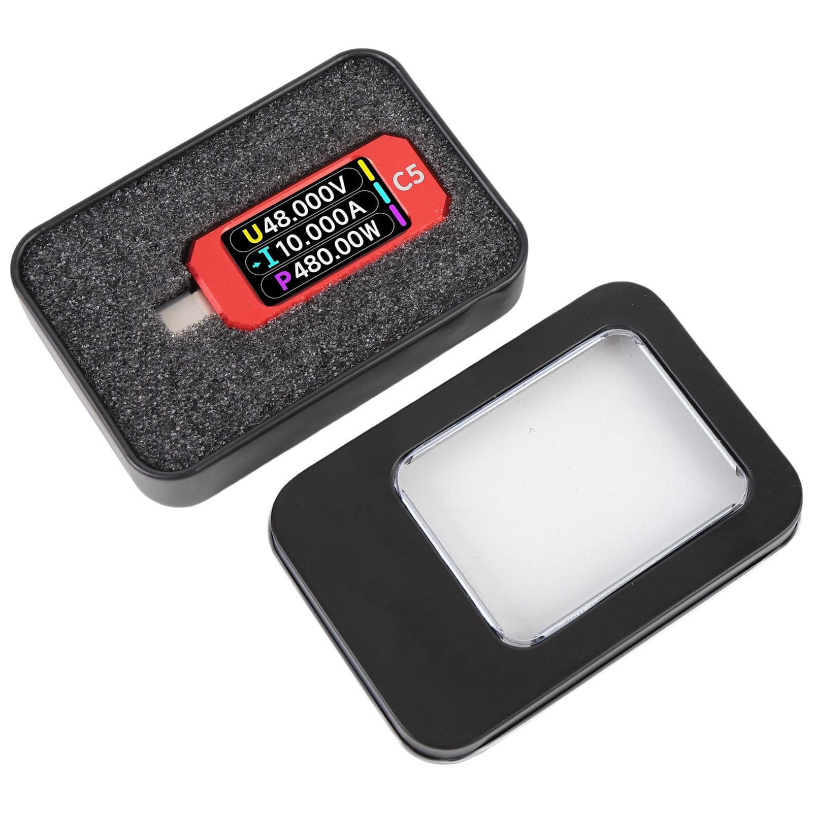 FTVOGUE Tester Typu C z Ekranem LCD IPS o Przekątnej 1,47 Cala, Wielofunkcyjnym Testerem Napięcia i Prądu ze Stopu Aluminium dla USB PD3.1 USB4 48 V 10 A Szczyt, Profesjonalne Narzędzie dla