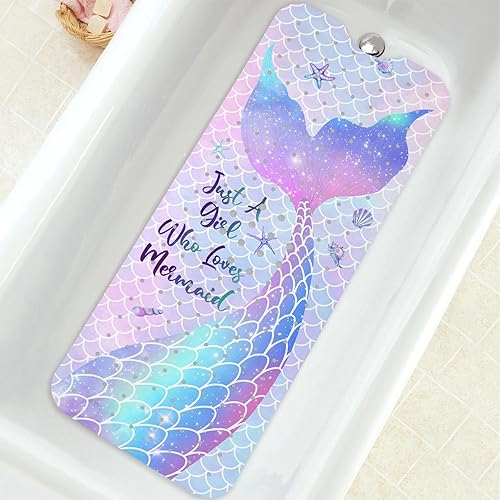 Miniatura 37 de Tapete para bañera antideslizante, Shark, tapete extra largo para bañera y piso de ducha con ventosas y agujeros de drenaje para adultos, niños y