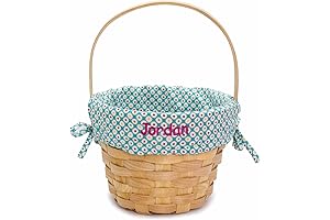 Classic Wicker Woodchip Easter Basket Embroidered with Custom Monogram