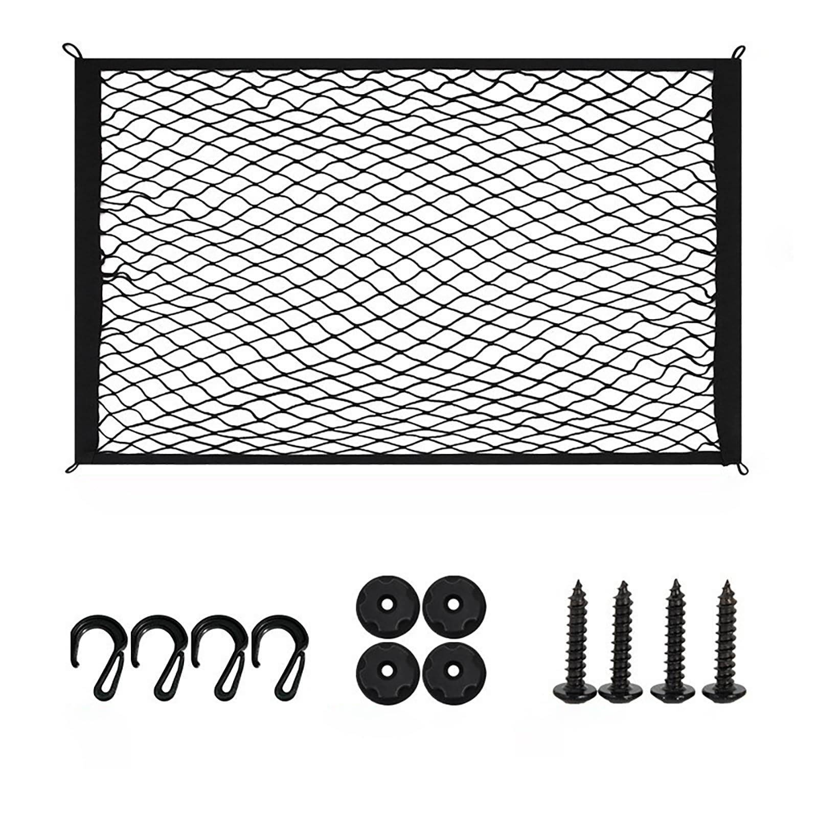 VEPOIUYTRE Car Boot Cargo Net for Jeep Cherokee 1974-2022 XJ KK KL, Elastic Trunk Organizer Netting with Hooks and Screws, Heavy Duty Mesh Luggage Storage Holder for Cars, SUVs and Vans
